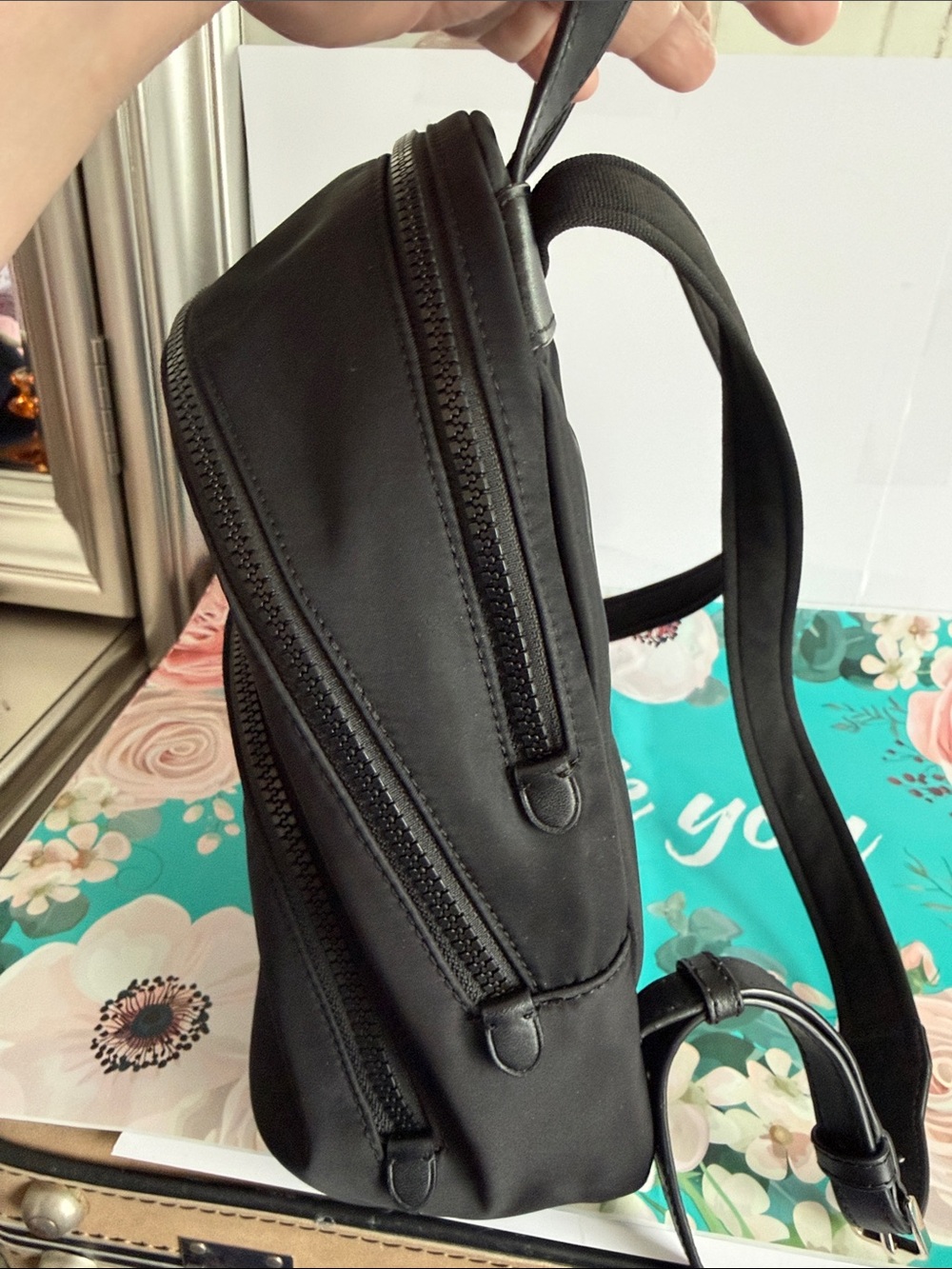 Kate Spade New York Black Nylon Mini Backpack Gold Hardware - Picture 2 of 9